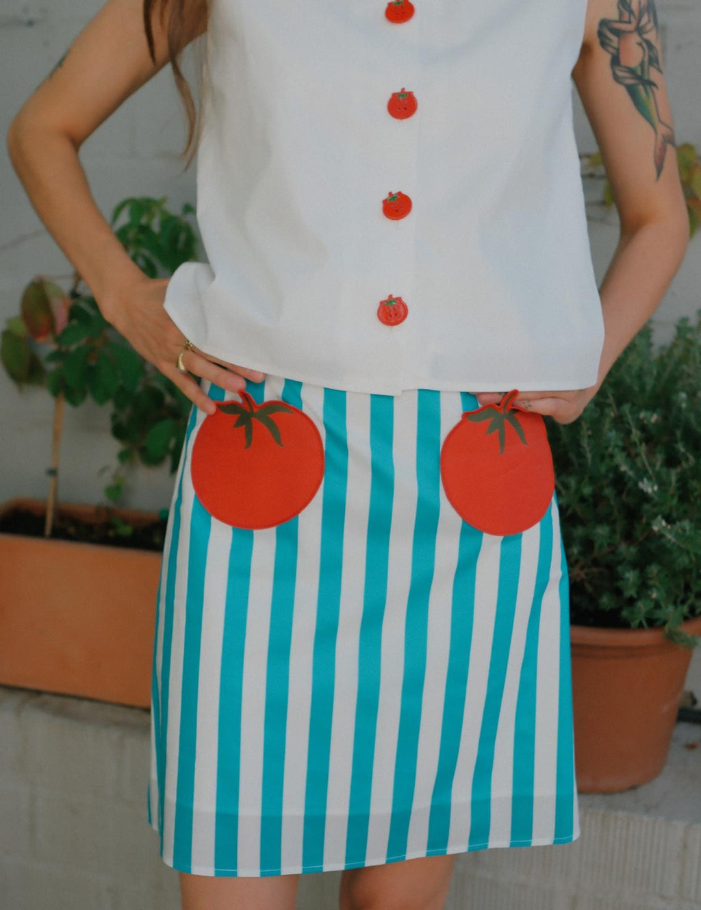 FALDA RAYAS TOMATE