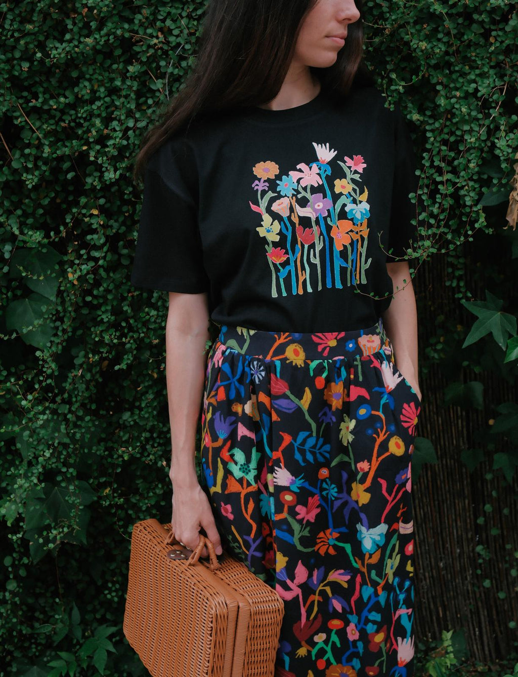 FALDA MIDI FLORES