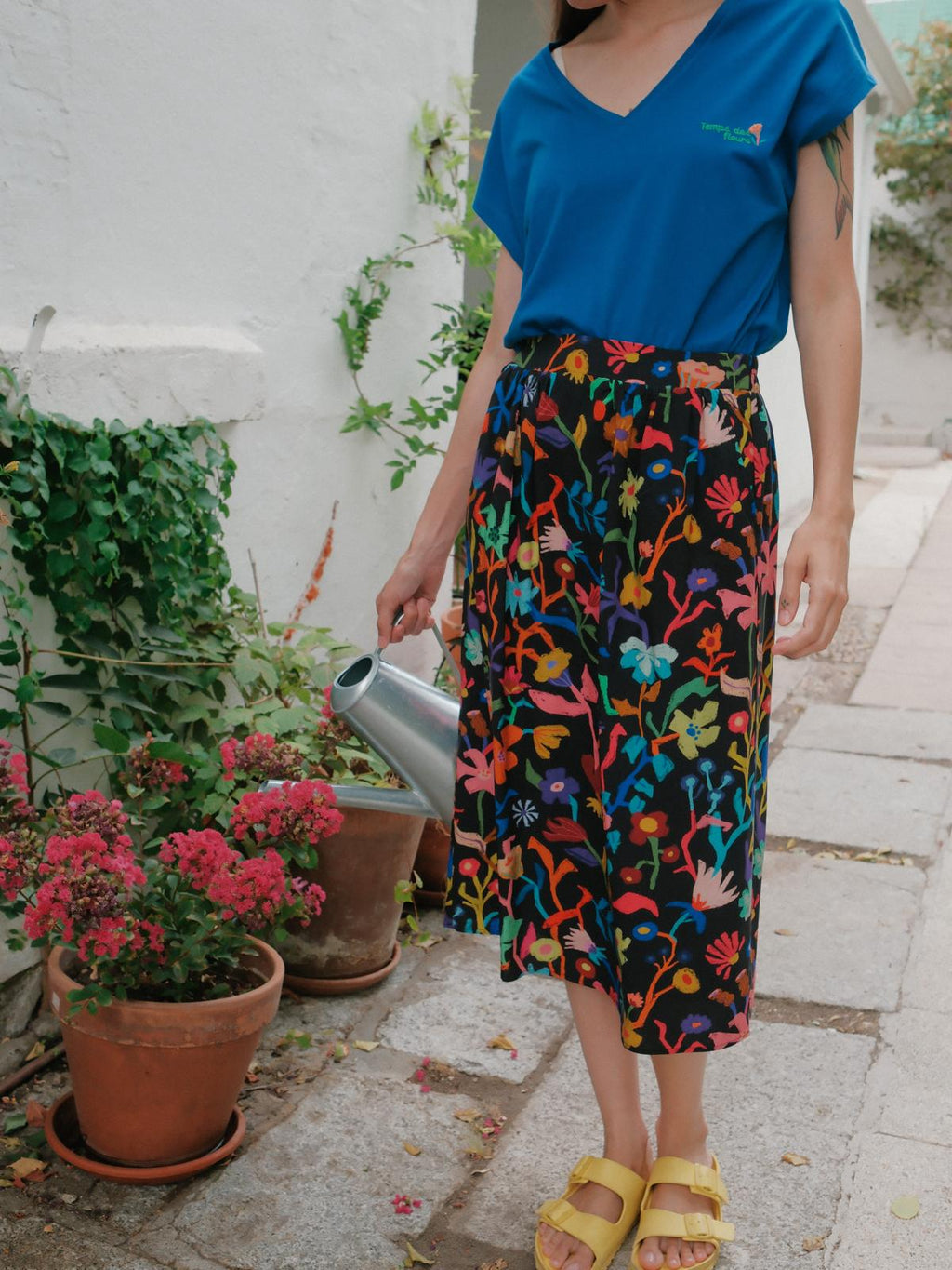 FALDA MIDI FLORES